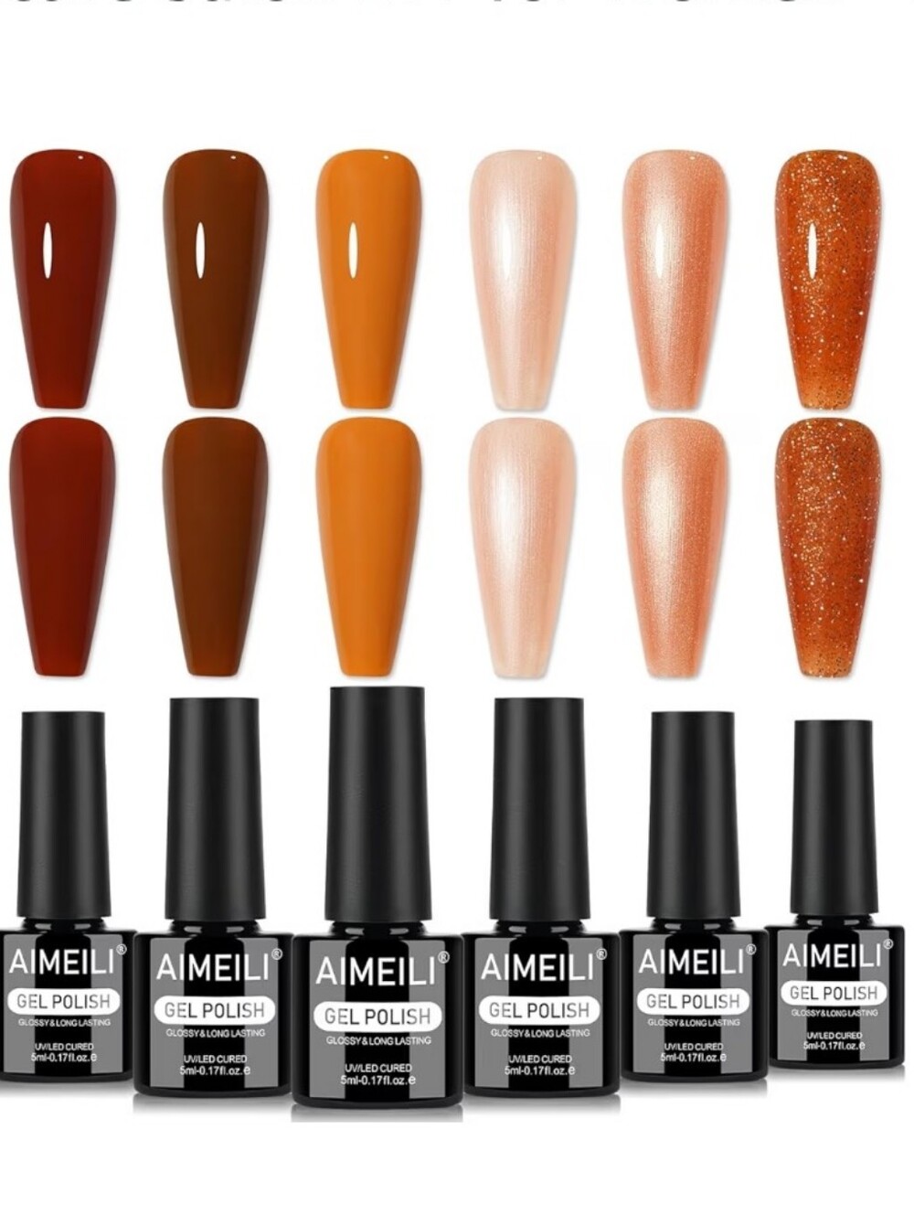 AIMEILI Brown Gel Nail Polish Set 6pcs